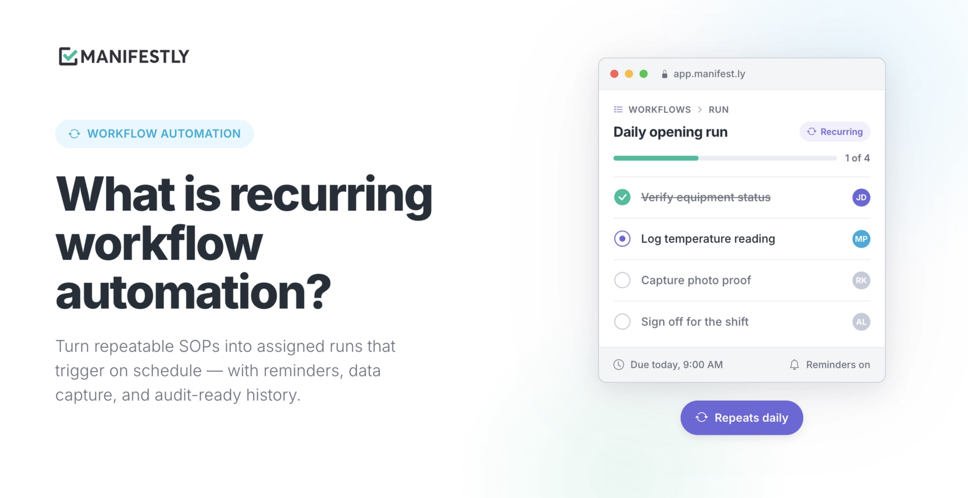 What is recurring workflow automation hero
